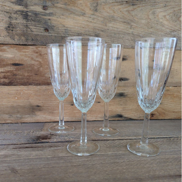 Vintage 1965 Diamant by Cristal D'Arques-Durand Fluted Champagne Set of Four - Picture 4 of 11